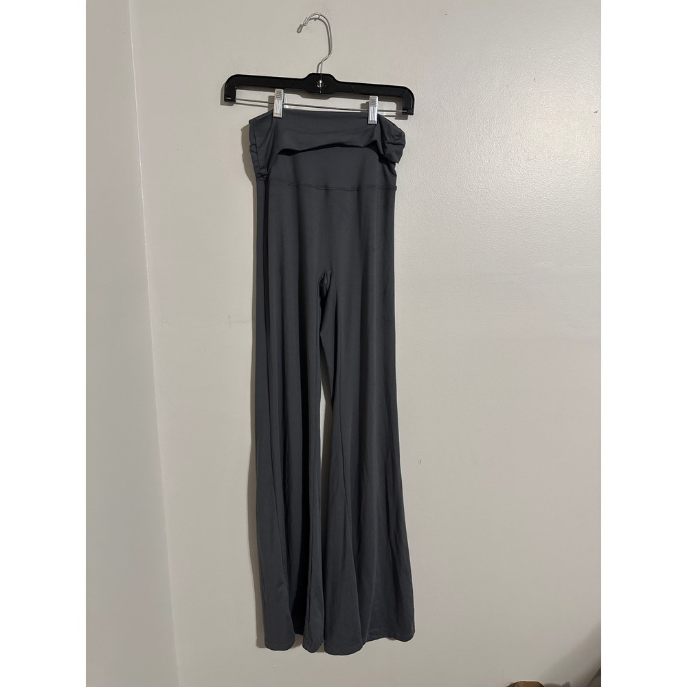 Groove Pant Flare Charcoal Gray Fold Over Waist Yoga Pants Size M